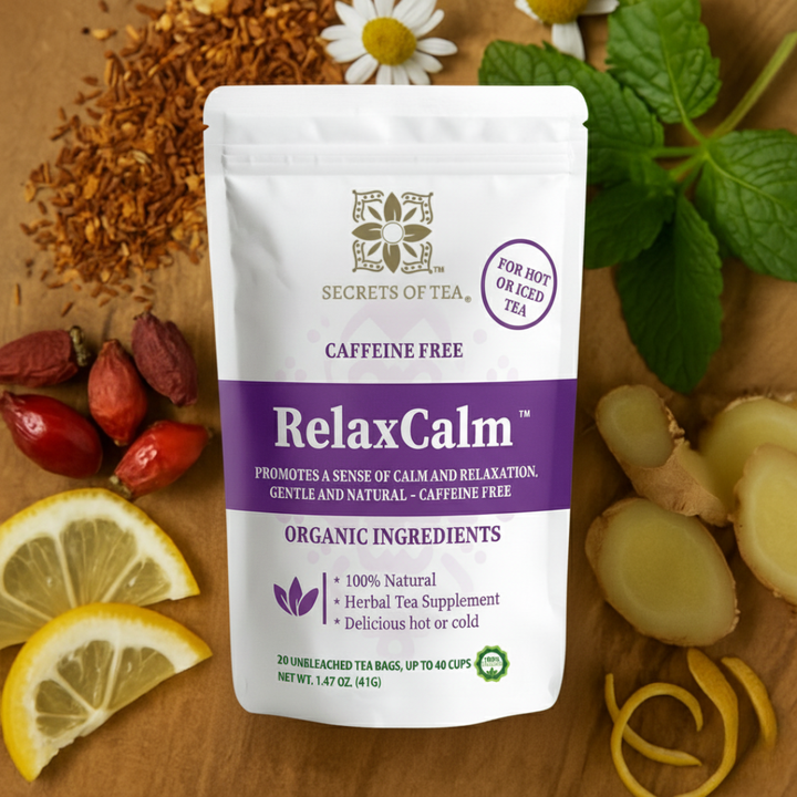 RelaxCalm Organic Herbal Tea - Stress Relief & Sleep Support