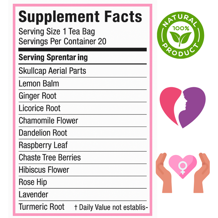 Secrets of Tea PCOS & PMS Herbal Support Tea for Women – Wellness & Balance Blend, 30-Day Supply