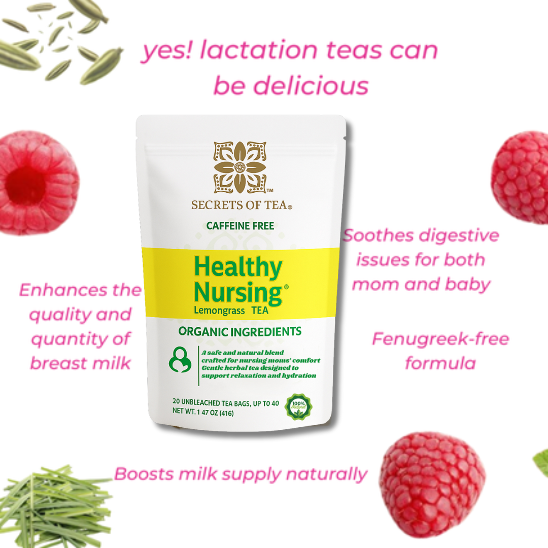 Lemongrass Lactation Tea – USDA Organic Breastfeeding Support Tea for Nursing Mothers | Caffeine-Free, 40 Servings