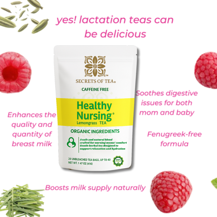 Lemongrass Lactation Tea – USDA Organic Breastfeeding Support Tea for Nursing Mothers | Caffeine-Free, 40 Servings