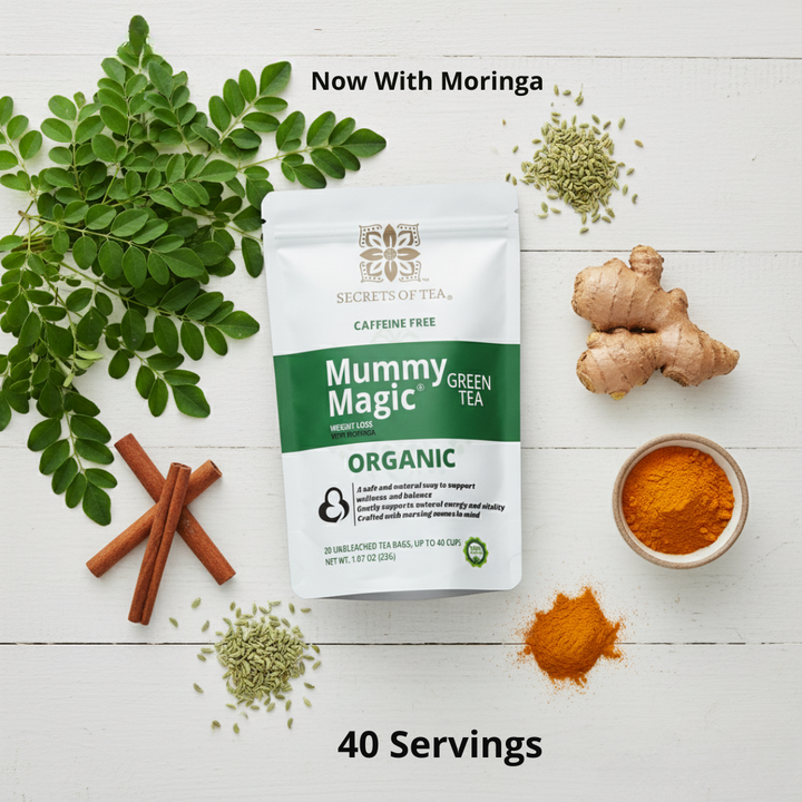 Organic Slimming Herbal Tea - Caffeine-Free with Moringa, 40 Servings