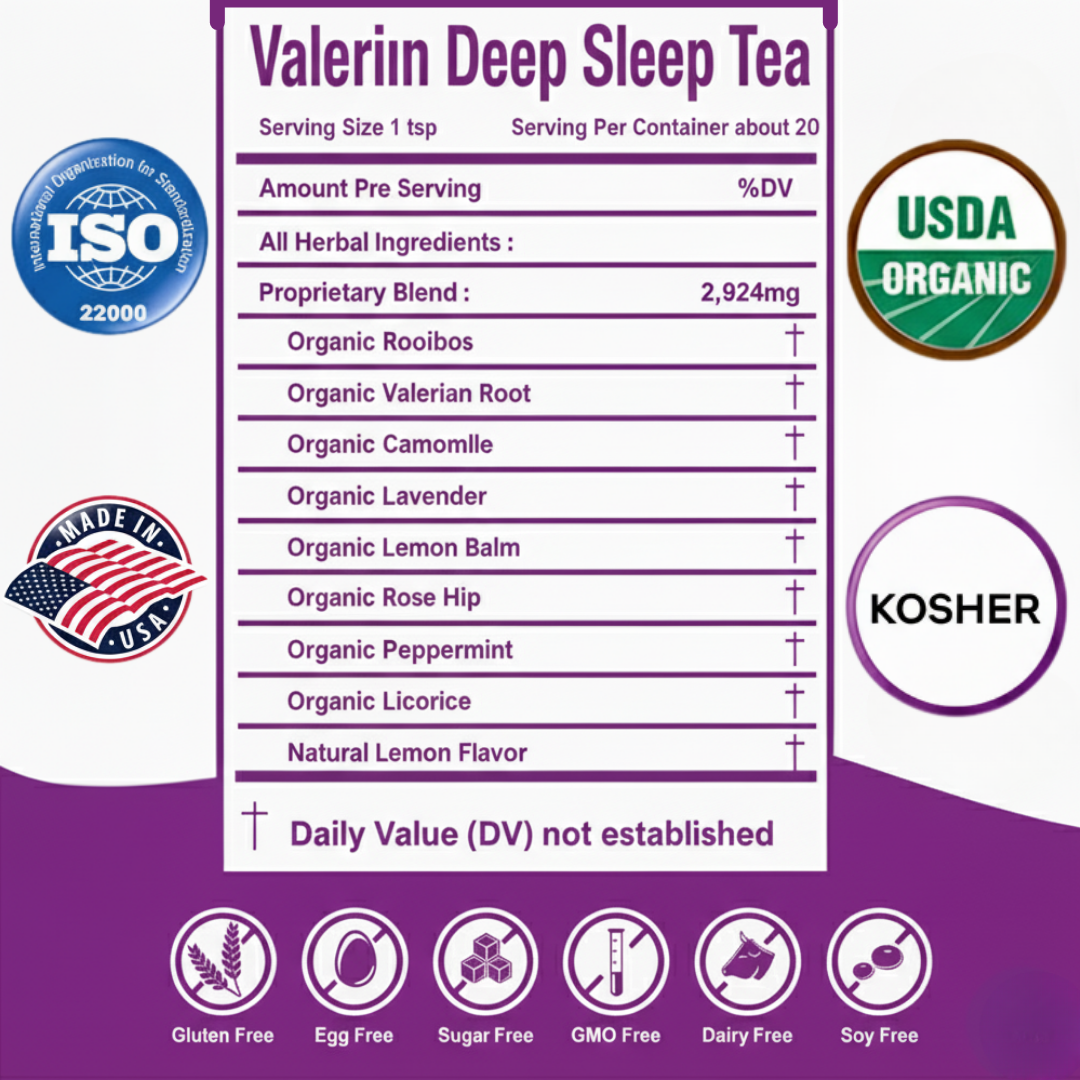 Valerian Herbal Tea for Relaxation and Restful Nights by Secrets of Tea
