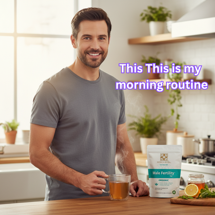 Male Fertility Tea – Herbal Blend with Maca, Ashwagandha & horny Goat weed| Supports Fertility, Energy & Vitality | Organic & Caffeine-Free