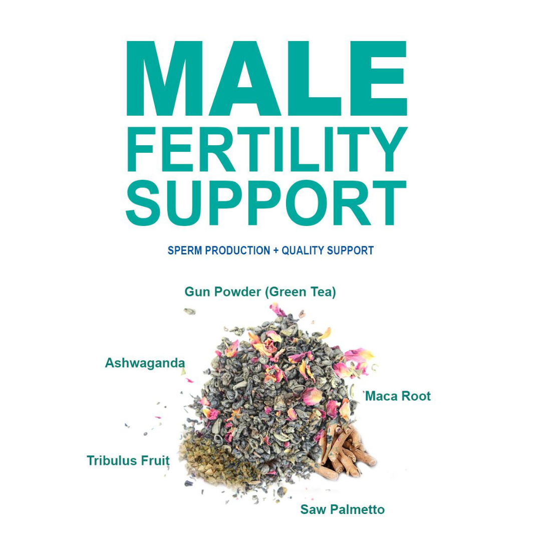 Male Fertility Tea – Herbal Blend with Maca, Ashwagandha & horny Goat weed| Supports Fertility, Energy & Vitality | Organic & Caffeine-Free