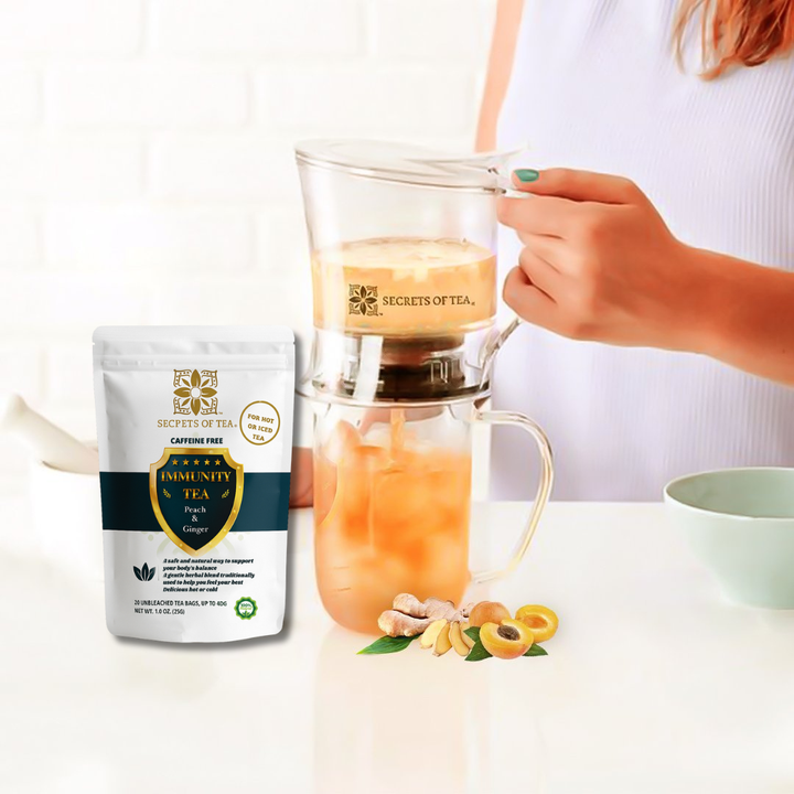 شاي المناعة - الخوخ: 40 حصة- عضوي من وزارة الزراعة الأمريكية