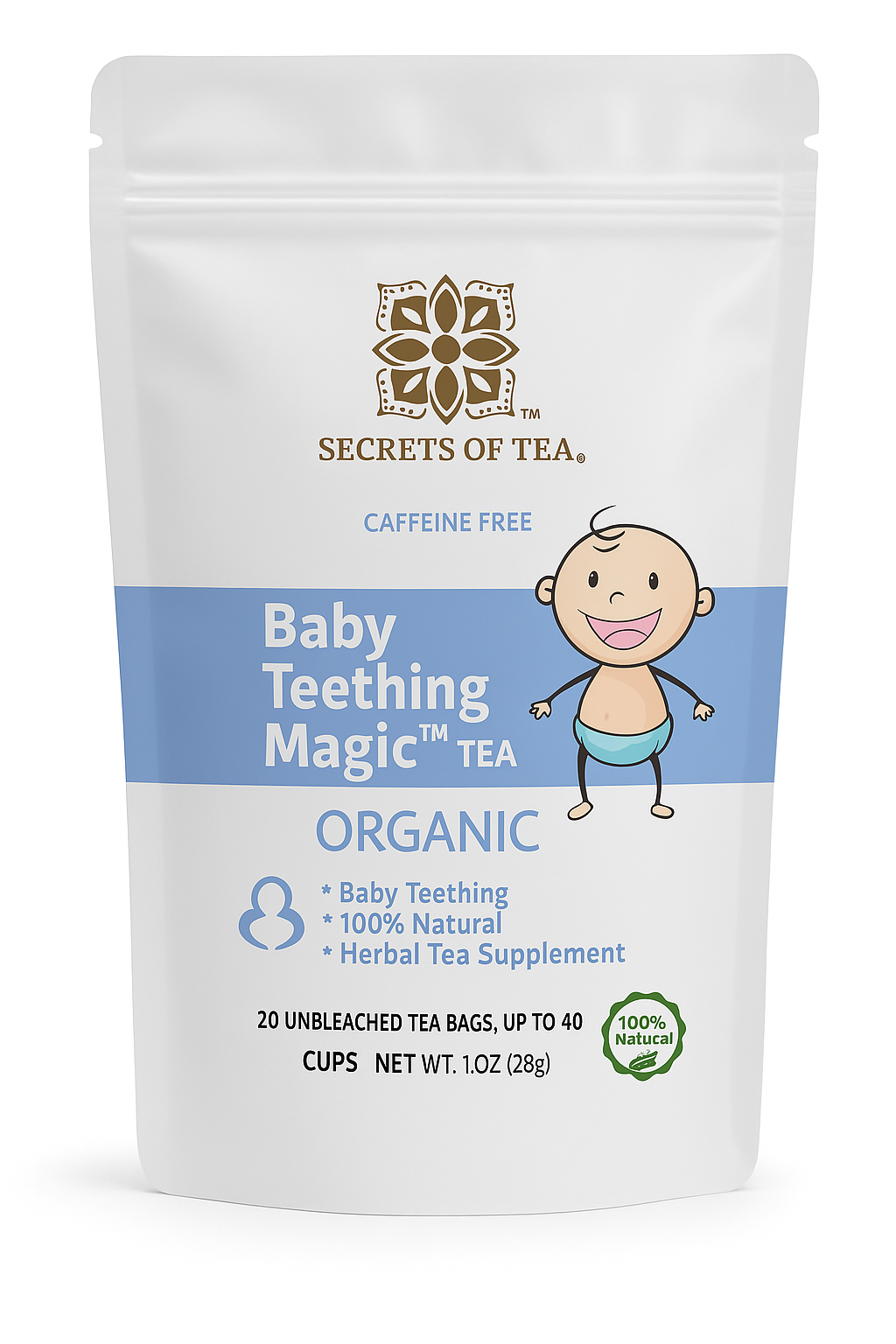 Baby Teething Relief Tea- 80 Servings - USDA Organic Herbal Tea by Secrets of Tea