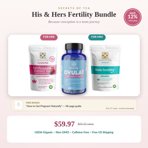 His and Hers Fertility Bundle, Women's Wellness Tea + Ovulat + Men's Daily Vitality Tea