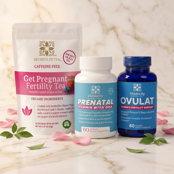Fertility Journey Kit – Get Pregnant Tea + Prenatal Vitamins + Ovulat