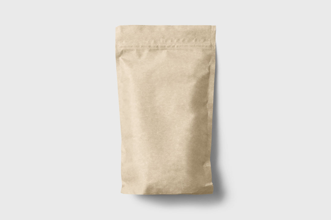 Plain kraft bag, bulk rooibos loose leaf tea (illustration)