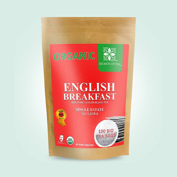 Organic English Breakfast Black Tea - Single Origin High Grade B.O.P.F: 100 Round Bio Tea Bags